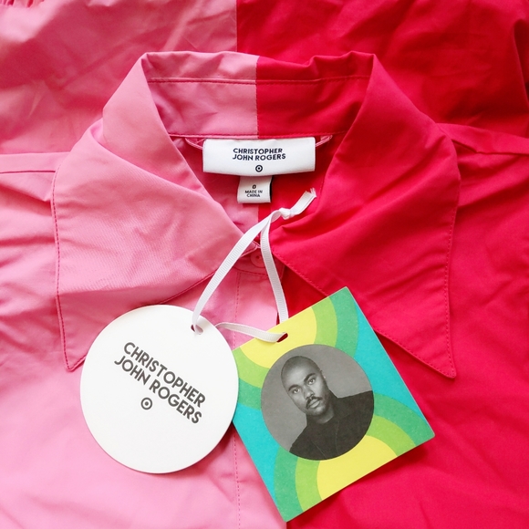 Rare! 🎉HP🎉 Christopher John Rogers x Target Two-Tone Pink Maxi Shirt Dress 0 - Picture 4 of 4